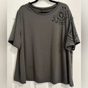 Olive Green Top With Beautiful Cutouts